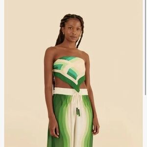 Farm Rio Striped Beach Scarf Green